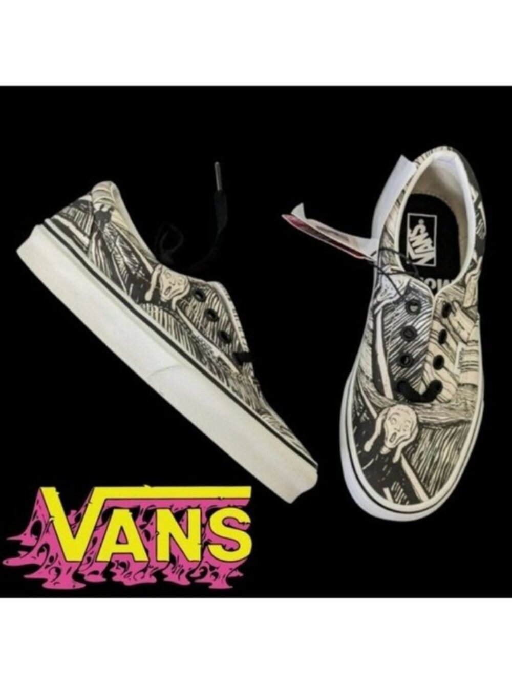 Vans Era MOMA Edvard Munch VNOA4BV41UB Women 5.5 Black and White 0826
